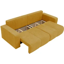 Garnero Arredamenti Divani Lineari|Divani Letto-Divano letto 3 posti 248x90cm con contenitore in tessuto velo giallo senape Floty Tessuto Velo Senape
