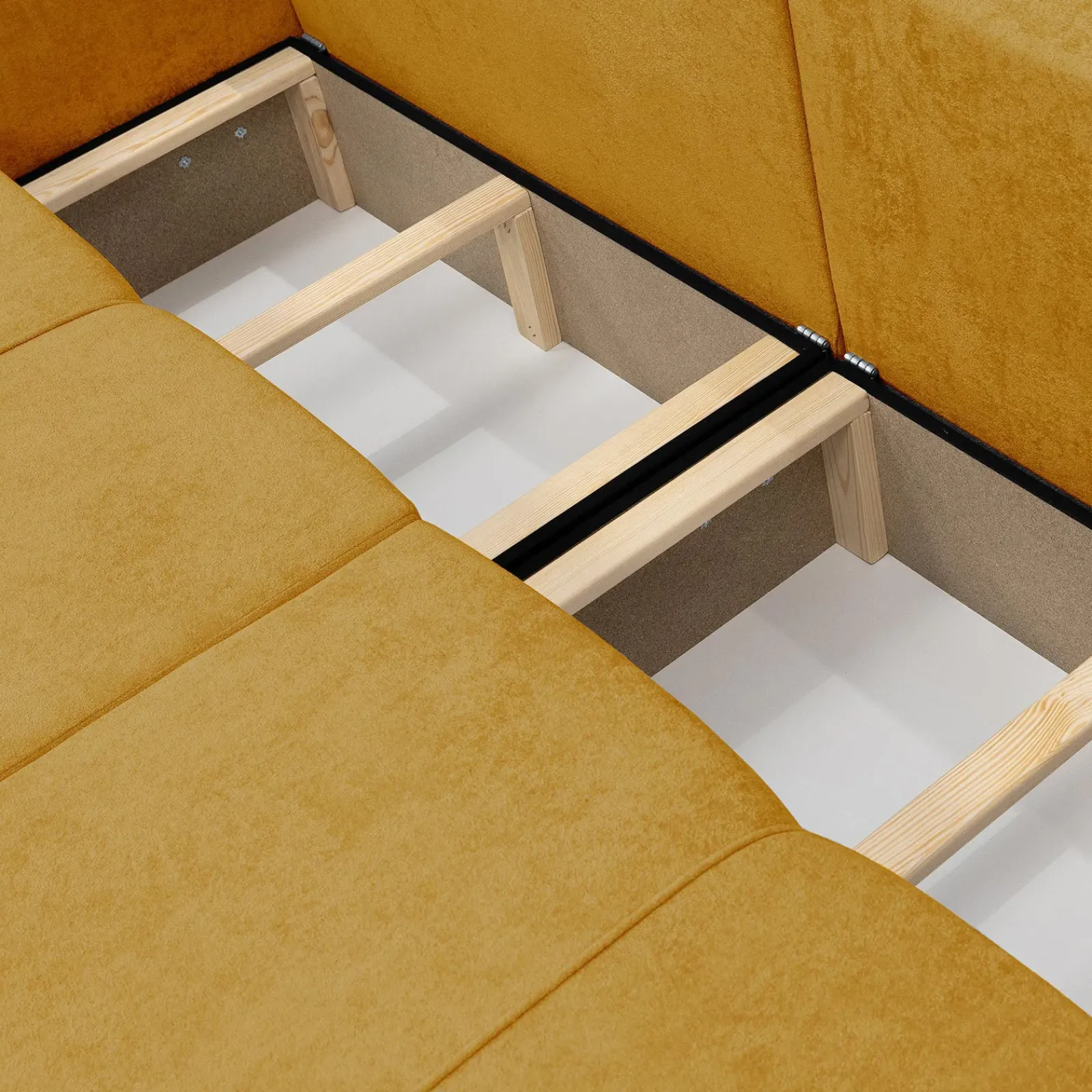 Garnero Arredamenti Divani Lineari|Divani Letto-Divano letto 3 posti 248x90cm con contenitore in tessuto velo giallo senape Floty Tessuto Velo Senape