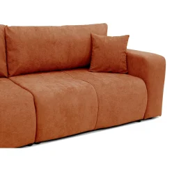 Garnero Arredamenti Divani Lineari|Divani Letto-Divano letto 3 posti 248x90cm con contenitore in Floty Tessuto Velo Rosso Mattone