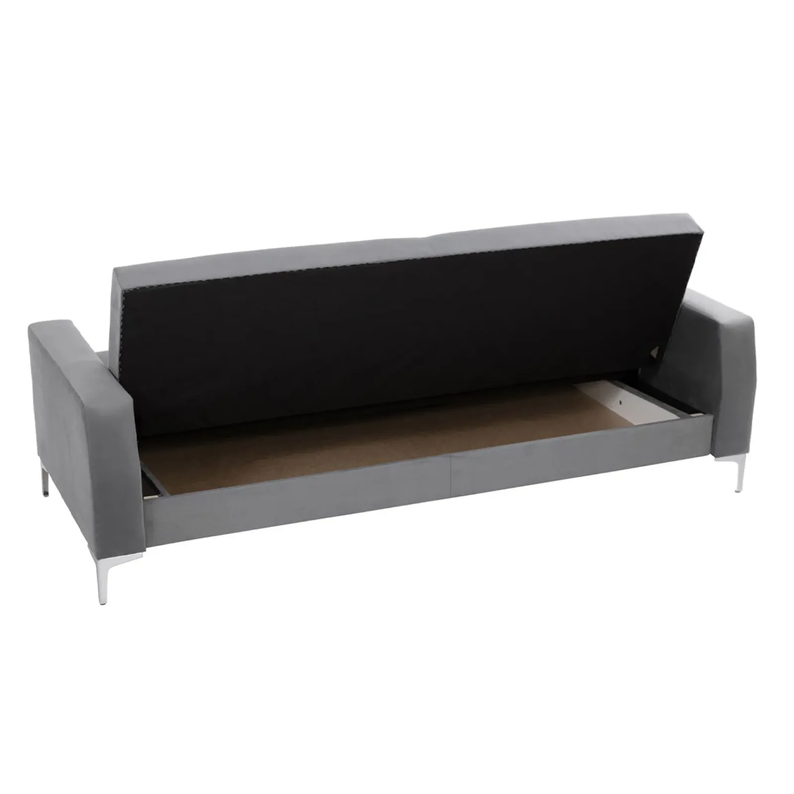 Garnero Arredamenti Divani Lineari|Divani Letto-Divano letto 3 posti 225x87cm con box contenitore tessuto grigio Coty