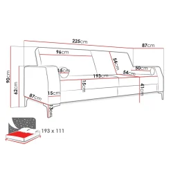 Garnero Arredamenti Divani Lineari|Divani Letto-Divano letto 3 posti 225x87cm con box contenitore tessuto grigio Coty