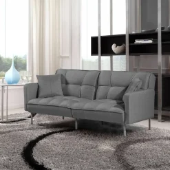 Garnero Arredamenti Divani Lineari|Divani Letto-Divano letto 2 posti 193x58cm grigio acciaio Cassandra