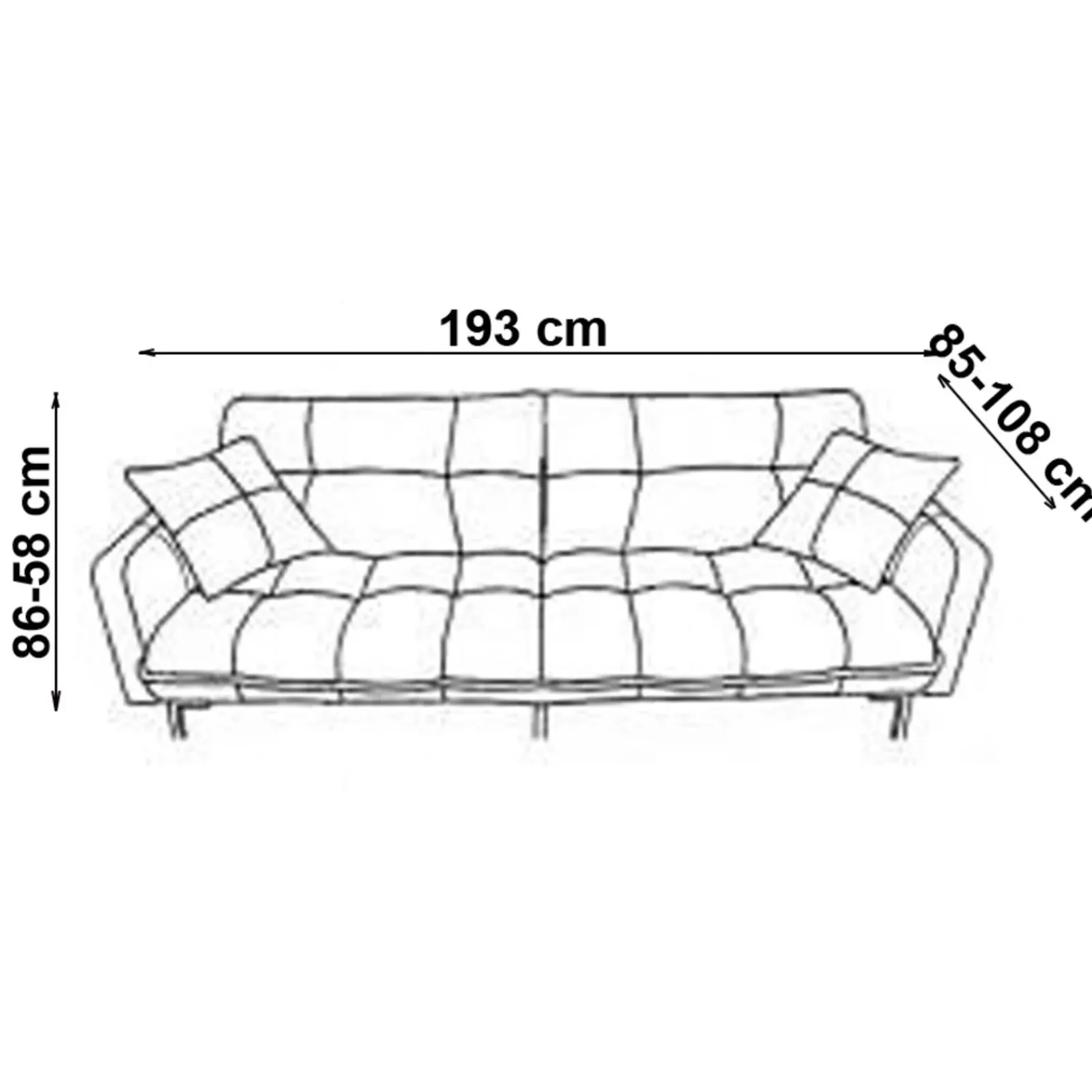 Garnero Arredamenti Divani Lineari|Divani Letto-Divano letto 2 posti 193x58cm grigio acciaio Cassandra