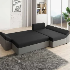 Garnero Arredamenti Divani Angolari|Divani Letto-Divano letto 3 posti 240x145cm matrimoniale angolare grigio nero Appia Tessuto Vellutato Alova Grigio Nero