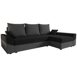 Garnero Arredamenti Divani Angolari|Divani Letto-Divano letto 3 posti 240x145cm matrimoniale angolare grigio nero Appia Tessuto Vellutato Alova Grigio Nero