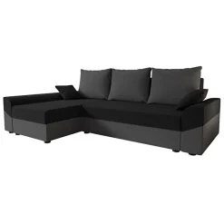 Garnero Arredamenti Divani Angolari|Divani Letto-Divano letto 3 posti 240x145cm matrimoniale angolare grigio nero Appia Tessuto Vellutato Alova Grigio Nero