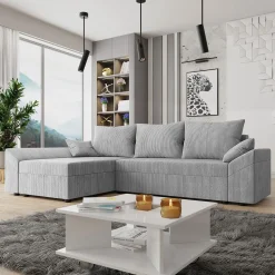 Garnero Arredamenti Divani Angolari|Divani Letto-Divano letto 3 posti 240x145cm matrimoniale angolare velluto a coste grigio Appia Velluto Poso Grigio