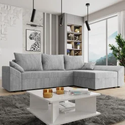 Garnero Arredamenti Divani Angolari|Divani Letto-Divano letto 3 posti 240x145cm matrimoniale angolare velluto a coste grigio Appia Velluto Poso Grigio