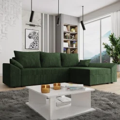 Garnero Arredamenti Divani Angolari|Divani Letto-Divano letto 3 posti 240x145cm matrimoniale angolare velluto a coste verde Appia Velluto Poso Verde