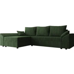 Garnero Arredamenti Divani Angolari|Divani Letto-Divano letto 3 posti 240x145cm matrimoniale angolare velluto a coste verde Appia Velluto Poso Verde