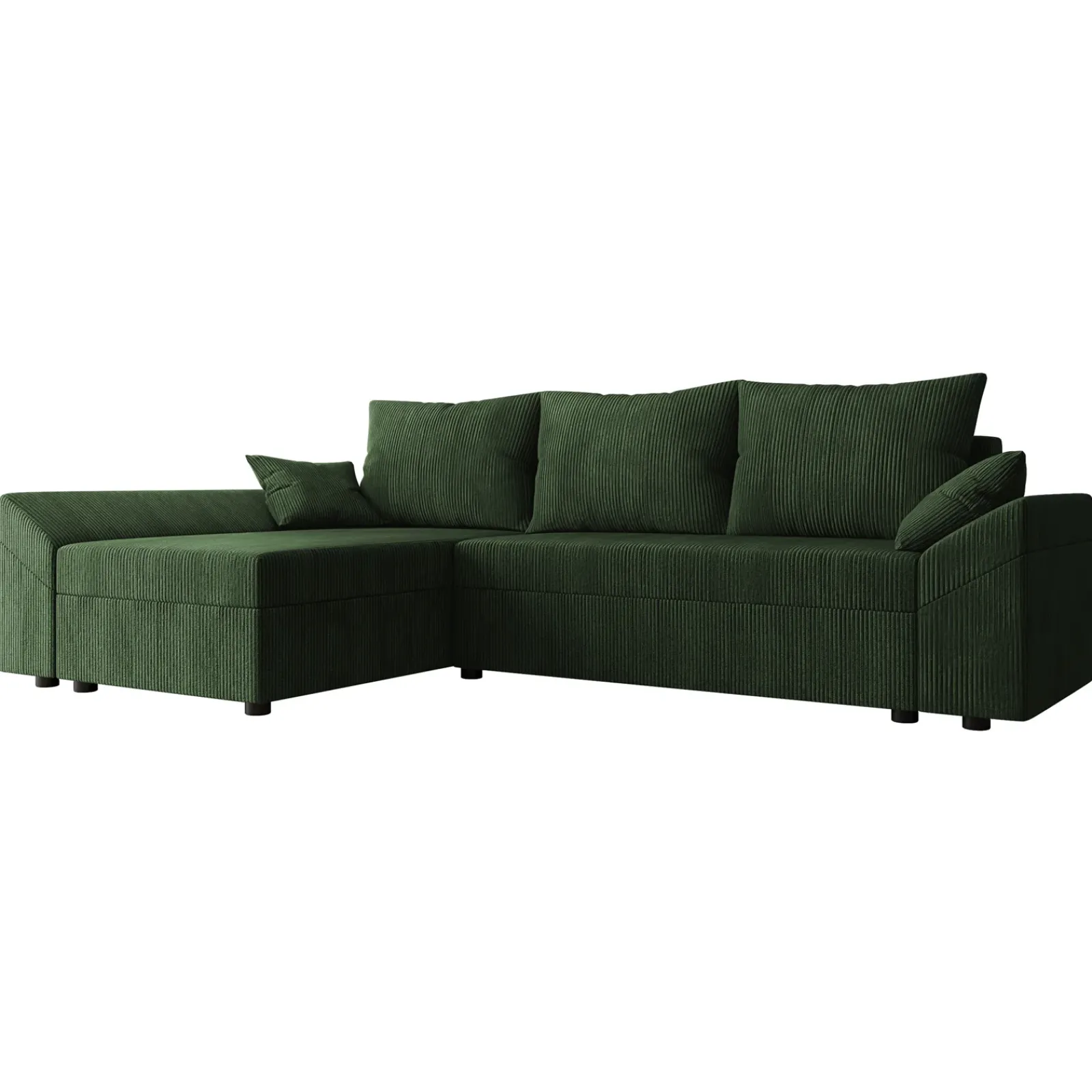 Garnero Arredamenti Divani Angolari|Divani Letto-Divano letto 3 posti 240x145cm matrimoniale angolare velluto a coste verde Appia Velluto Poso Verde