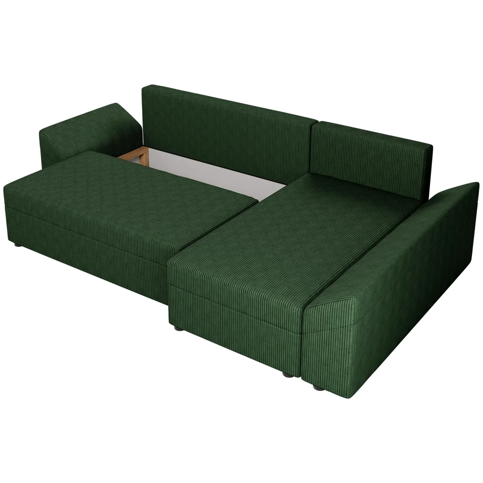 Garnero Arredamenti Divani Angolari|Divani Letto-Divano letto 3 posti 240x145cm matrimoniale angolare velluto a coste verde Appia Velluto Poso Verde