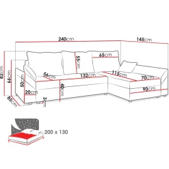 Garnero Arredamenti Divani Angolari|Divani Letto-Divano letto 3 posti 240x145cm matrimoniale angolare velluto a coste verde Appia Velluto Poso Verde