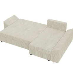 Garnero Arredamenti Divani Angolari|Divani Letto-Divano letto 3 posti 240x145cm matrimoniale angolare velluto a coste beige Appia Velluto Poso Beige