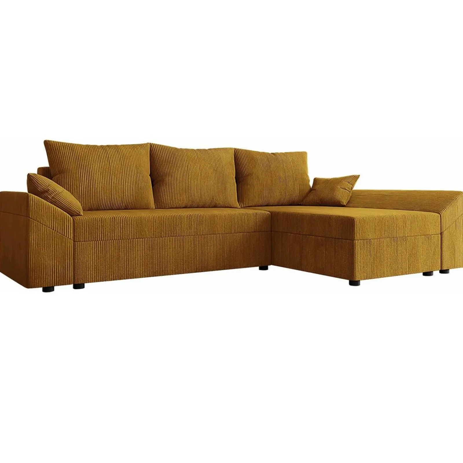 Garnero Arredamenti Divani Angolari|Divani Letto-Divano letto 3 posti 240x145cm matrimoniale angolare velluto a coste senape ocra Appia Velluto Poso Senape