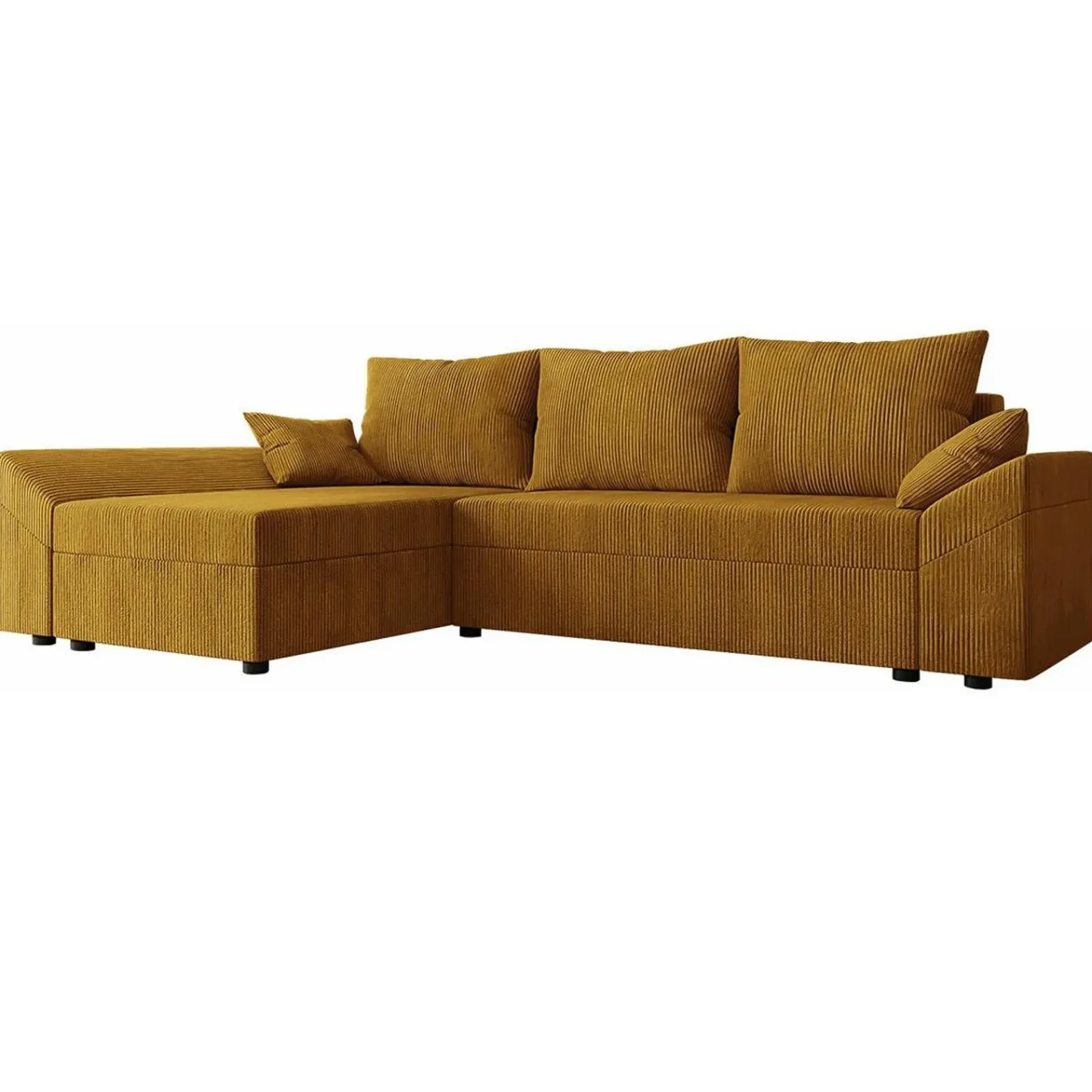 Garnero Arredamenti Divani Angolari|Divani Letto-Divano letto 3 posti 240x145cm matrimoniale angolare velluto a coste senape ocra Appia Velluto Poso Senape