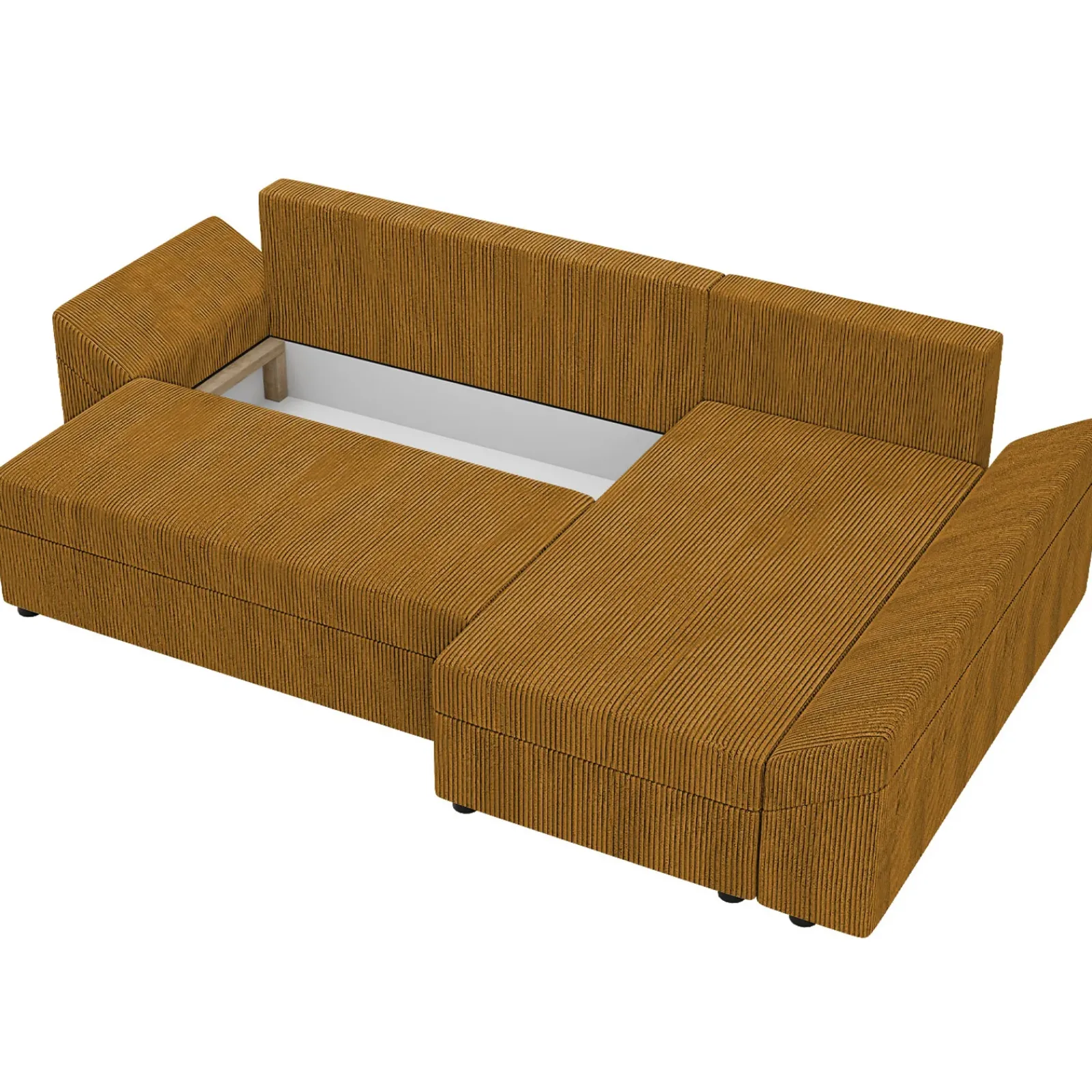 Garnero Arredamenti Divani Angolari|Divani Letto-Divano letto 3 posti 240x145cm matrimoniale angolare velluto a coste senape ocra Appia Velluto Poso Senape