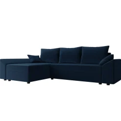 Garnero Arredamenti Divani Angolari|Divani Letto-Divano letto 3 posti 240x145cm matrimoniale angolare blu Appia Tessuto felpato Kronos Blu