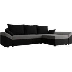 Garnero Arredamenti Divani Angolari|Divani Letto-Divano letto 3 posti 240x145cm matrimoniale angolare nero grigio Appia Tessuto Vellutato Alova Nero Grigio