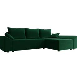 Garnero Arredamenti Divani Angolari|Divani Letto-Divano letto 3 posti 240x145cm matrimoniale angolare verde Appia Tessuto Felpato Kronos Verde