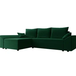 Garnero Arredamenti Divani Angolari|Divani Letto-Divano letto 3 posti 240x145cm matrimoniale angolare verde Appia Tessuto Felpato Kronos Verde