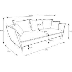 Garnero Arredamenti Divani Letto|Divani Letto-Divano letto 3 posti 237x105cm tessuto bianco Tranquil