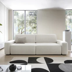 Garnero Arredamenti Divani Letto|Divani Letto-Divano letto 3 posti 257x105cm tessuto bianco Cozyfy