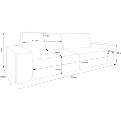 Garnero Arredamenti Divani Letto|Divani Letto-Divano letto 3 posti 257x106cm velluto a coste antracite Snuggle Velluto a Coste Poso Antracite