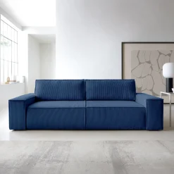Garnero Arredamenti Divani Letto|Divani Letto-Divano letto 3 posti 257x106cm velluto a coste blu Snuggle Velluto a Coste Poso Blu