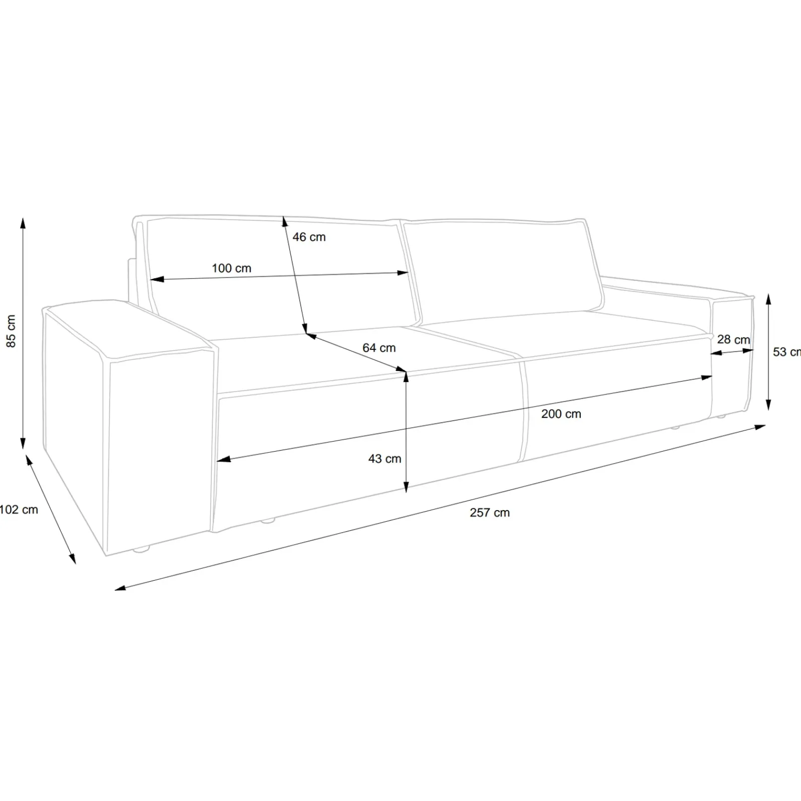 Garnero Arredamenti Divani Letto|Divani Letto-Divano letto 3 posti 257x106cm velluto a coste blu Snuggle Velluto a Coste Poso Blu