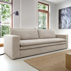 Garnero Arredamenti Divani Letto|Divani Letto-Divano letto 3 posti 244x95cm velluto a coste beige Restful Velluto a Coste Poso Beige