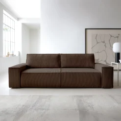 Garnero Arredamenti Divani Letto|Divani Letto-Divano letto 3 posti 257x106cm velluto a coste marrone Snuggle Velluto a Coste Poso Marrone