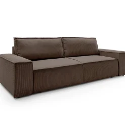 Garnero Arredamenti Divani Letto|Divani Letto-Divano letto 3 posti 257x106cm velluto a coste marrone Snuggle Velluto a Coste Poso Marrone