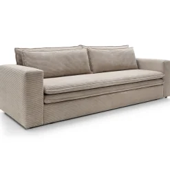 Garnero Arredamenti Divani Letto|Divani Letto-Divano letto 3 posti 244x95cm velluto a coste tortora Restful Velluto a Coste Poso Tortora