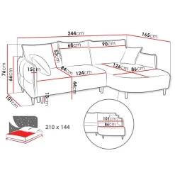 Garnero Arredamenti Divani Angolari|Divani Letto-Divano letto angolare 3 posti 244x165cm tessuto grigio Lollypop Tessuto Peluche Onega Grigio