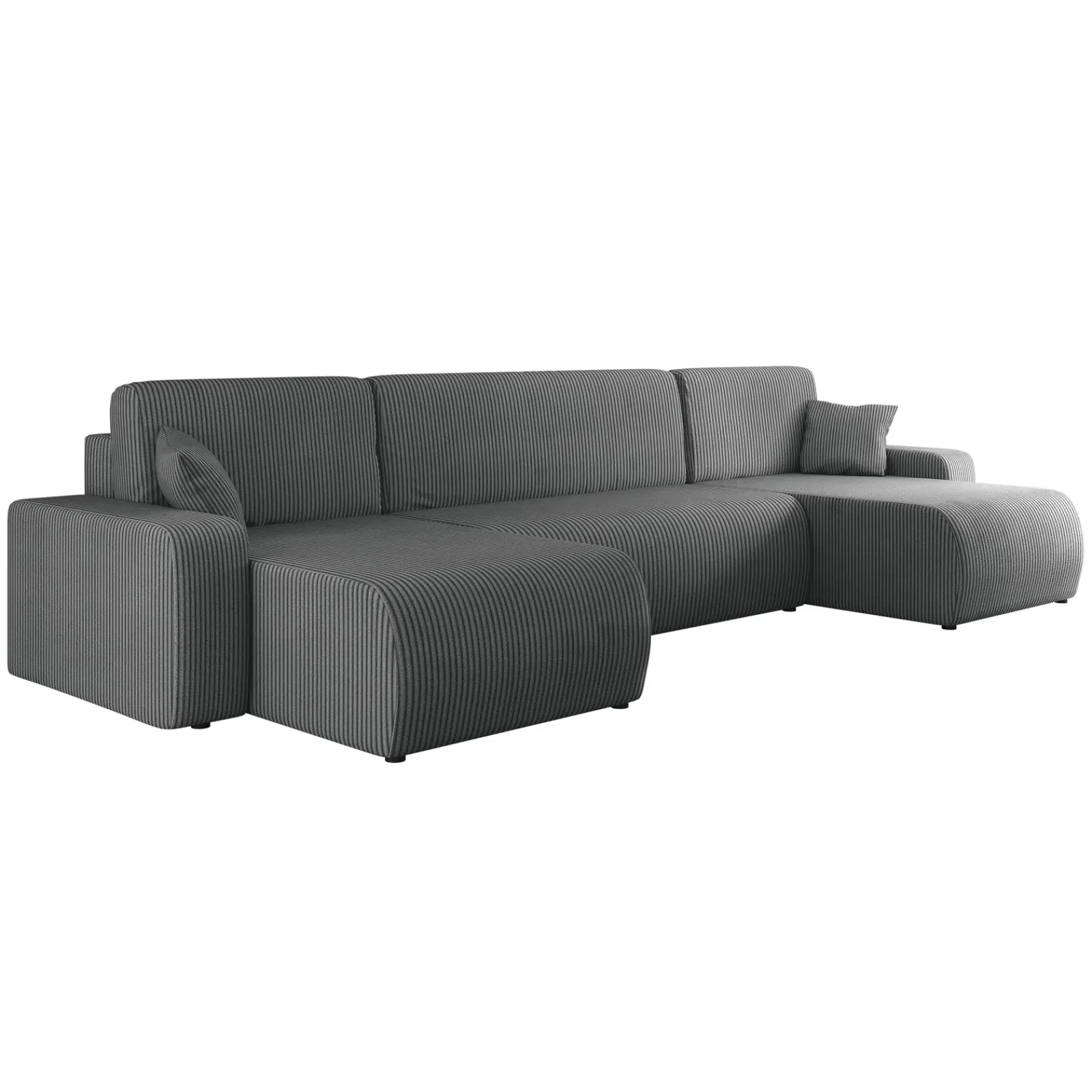 Garnero Arredamenti Divani Angolari|Divani Letto-Divano letto angolare 5 posti 312x145cm con contenitore a coste antracite Slurp Velluto Poso Antracite