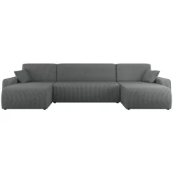 Garnero Arredamenti Divani Angolari|Divani Letto-Divano letto angolare 5 posti 312x145cm con contenitore a coste antracite Slurp Velluto Poso Antracite