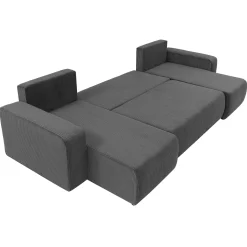 Garnero Arredamenti Divani Angolari|Divani Letto-Divano letto angolare 5 posti 312x145cm con contenitore a coste antracite Slurp Velluto Poso Antracite