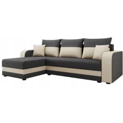 Garnero Arredamenti Divani Angolari|Divani Letto-Divano letto angolare 3 posti 237x139cm reversibile grigio beige Ponza Tessuto Treccia Fine Lux Grigio Beige