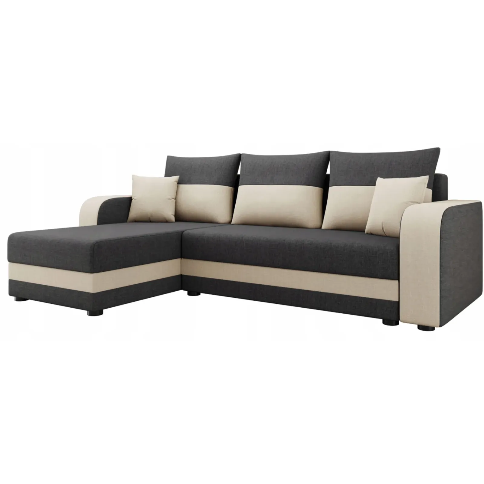 Garnero Arredamenti Divani Angolari|Divani Letto-Divano letto angolare 3 posti 237x139cm reversibile grigio beige Ponza Tessuto Treccia Fine Lux Grigio Beige