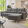 Garnero Arredamenti Divani Angolari|Divani Letto-Divano letto angolare 3 posti 231x147cm con box contenitore grigio Venezia