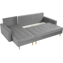 Garnero Arredamenti Divani Angolari|Divani Letto-Divano letto angolare 3 posti 231x147cm con box contenitore grigio Venezia