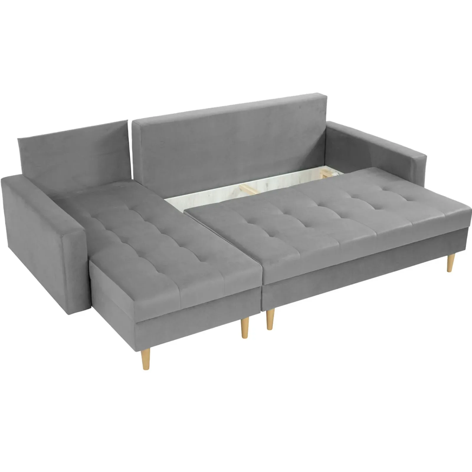 Garnero Arredamenti Divani Angolari|Divani Letto-Divano letto angolare 3 posti 231x147cm con box contenitore grigio Venezia
