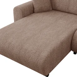 Garnero Arredamenti Divani Angolari|Divani Letto-Divano letto angolare 4 posti 285x188cm con contenitore tessuto bouclé marrone chiaro Soft Tessuto Bouclè Marrone Chiaro