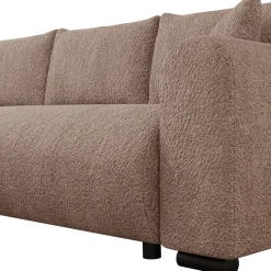 Garnero Arredamenti Divani Angolari|Divani Letto-Divano letto angolare 4 posti 285x188cm con contenitore tessuto bouclé marrone chiaro Soft Tessuto Bouclè Marrone Chiaro