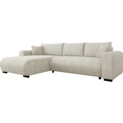 Garnero Arredamenti Divani Angolari|Divani Letto-Divano letto angolare 4 posti 285x188cm con contenitore Soft Tessuto Bouclé Beige Chiaro
