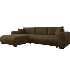 Garnero Arredamenti Divani Angolari|Divani Letto-Divano letto angolare 4 posti 285x188cm con contenitore imbottito tessuto marrone Soft Tessuto Wave Marrone