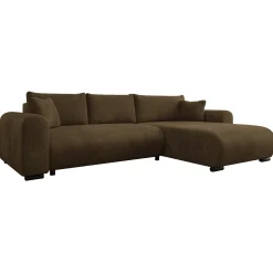 Garnero Arredamenti Divani Angolari|Divani Letto-Divano letto angolare 4 posti 285x188cm con contenitore imbottito tessuto marrone Soft Tessuto Wave Marrone