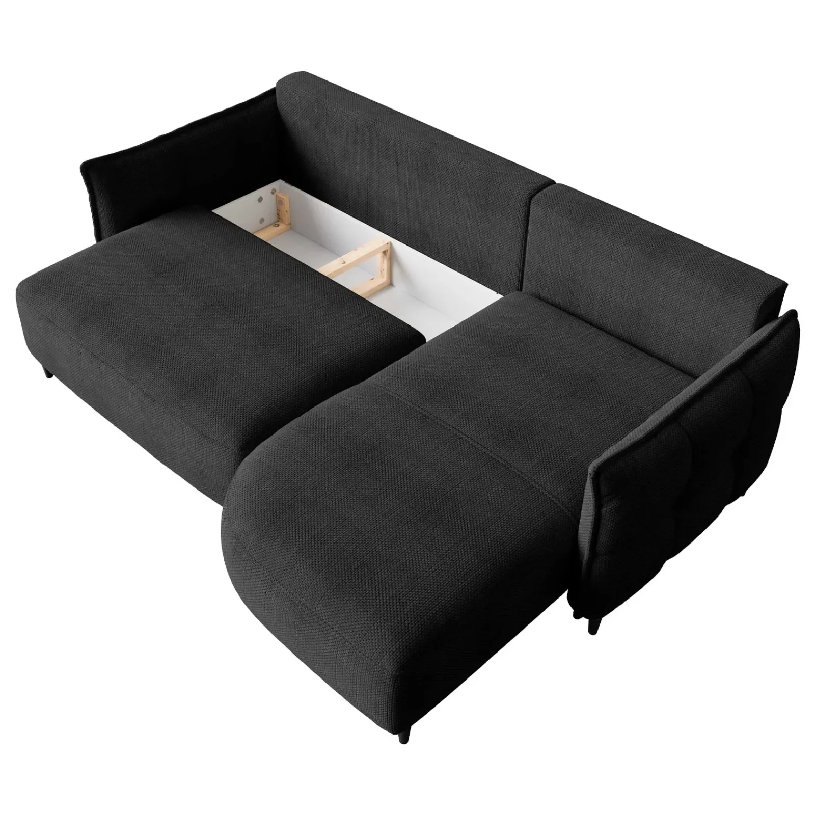 Garnero Arredamenti Divani Angolari|Divani Letto-Divano letto angolare 3 posti 244x165cm tessuto grigio antracite Lollypop Tessuto Peluche Onega Antracite