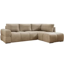 Garnero Arredamenti Divani Angolari|Divani Letto-Divano letto angolare 3 posti 267x185cm box contenitore beige sabbia Sottovoce Tessuto Artico Beige Sabbia